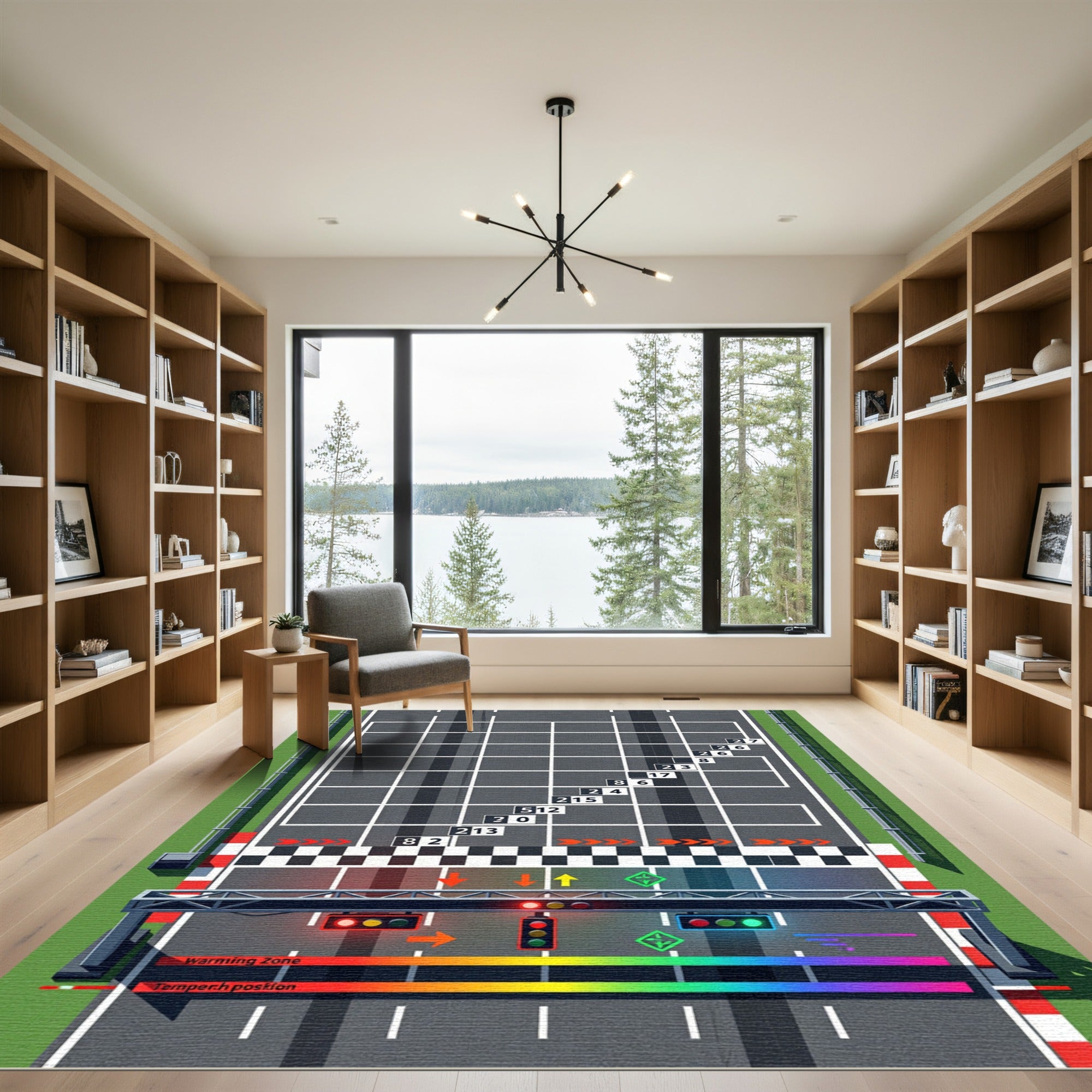 Racing Track Geometric Numerical Grid Rug