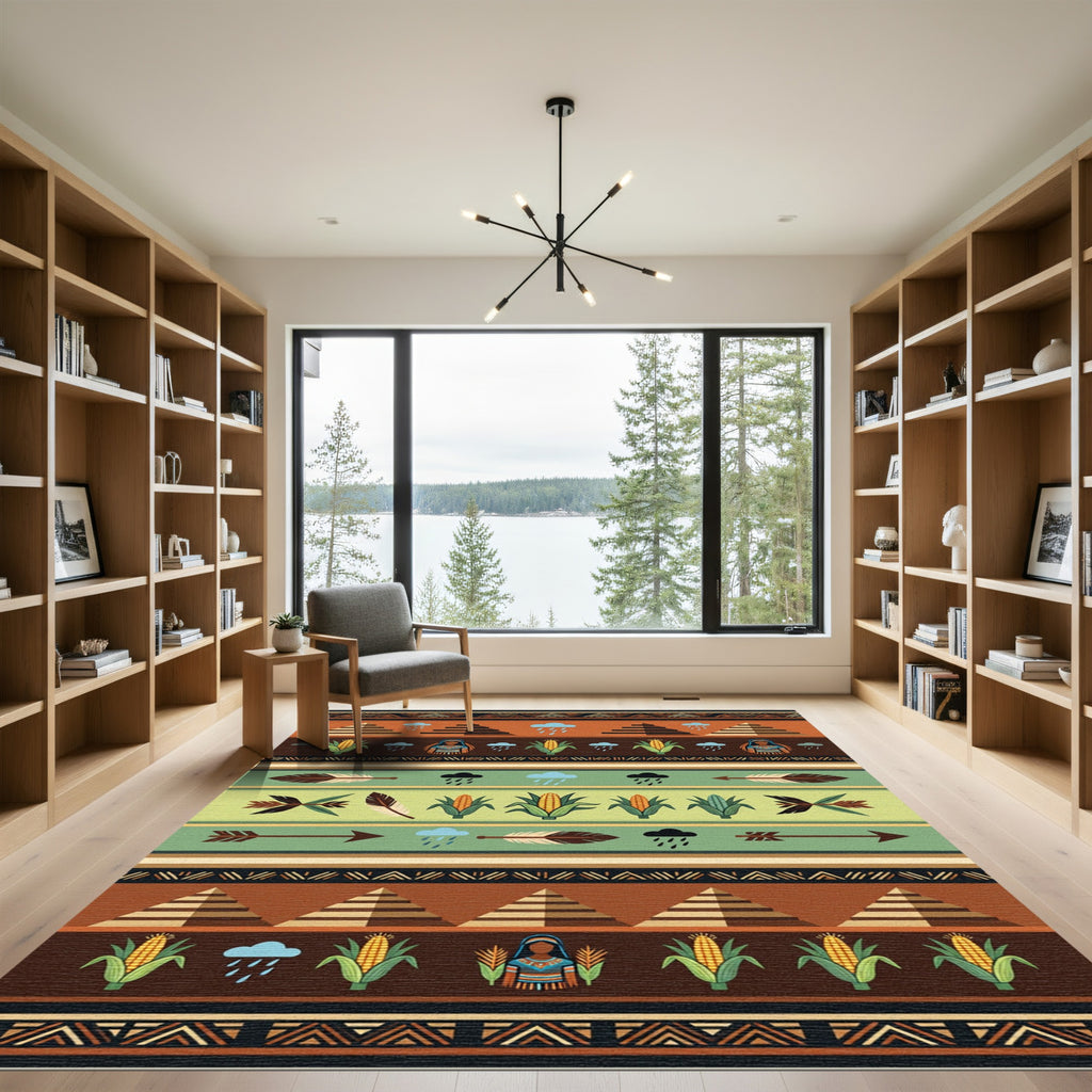 Earthy Southwestern Geometric Corn Cloud Arrow Rug