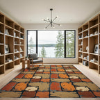 Industrial Geometric Tiled Ochre Brick Rug