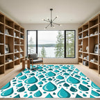 Teal Water Drops Pattern Rug