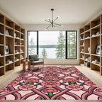 Pink Art Nouveau Carnation Interlocking Vine Rug