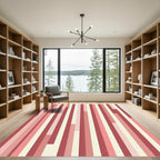 Crimson Pink Vertical Stripe Composition Rug