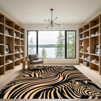 Abstract Black and Cream Zebra Swirls Rug