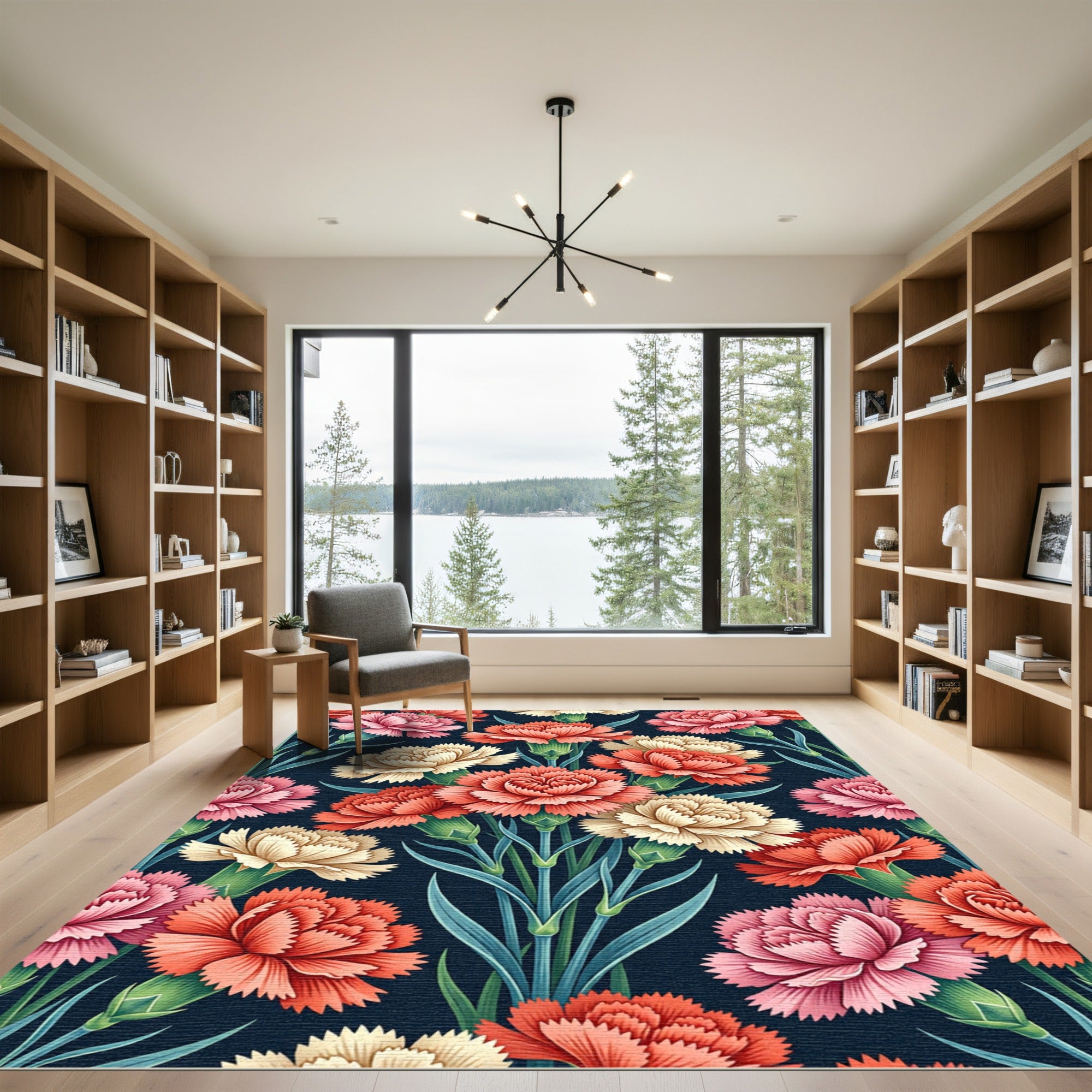 Coral Pink Carnation Garden Rug