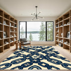 Navy Blue Interconnected Chain Accents Rug