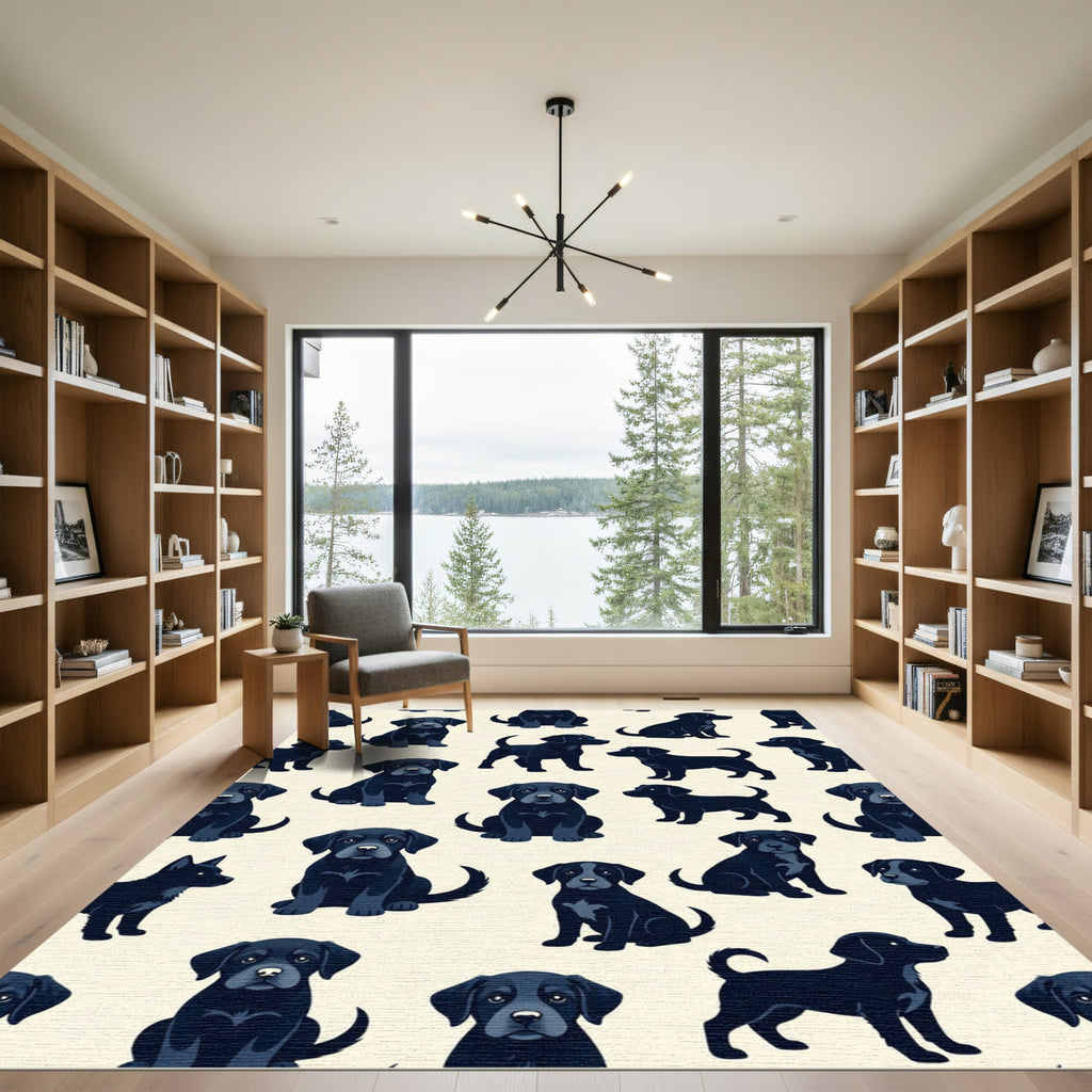 Charming Black Labrador Puppy Surface Rug