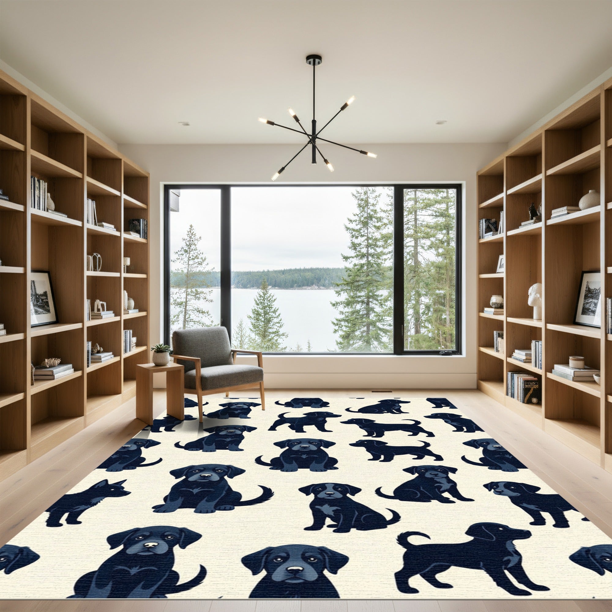 Charming Black Labrador Puppy Surface Rug