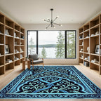 Elegant Teal Floral Archway Composition Rug