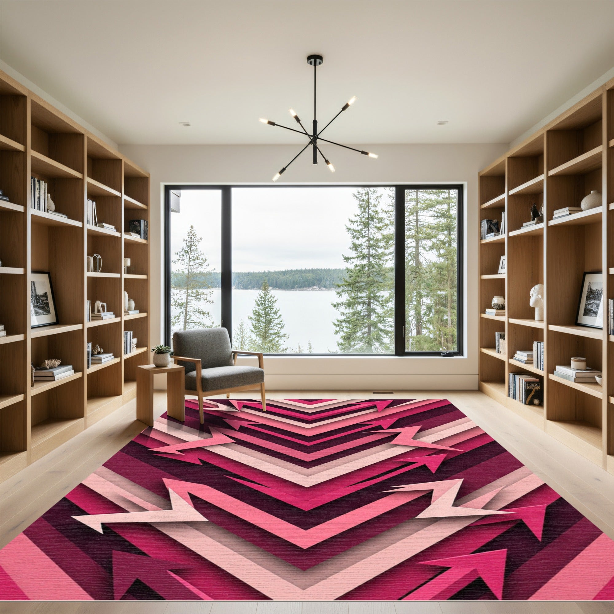 Geometric Layered Magenta Pink Arrows Rug