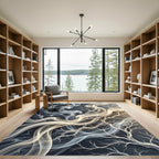Ethereal Neutral Smoke and Branch Swirl Rug