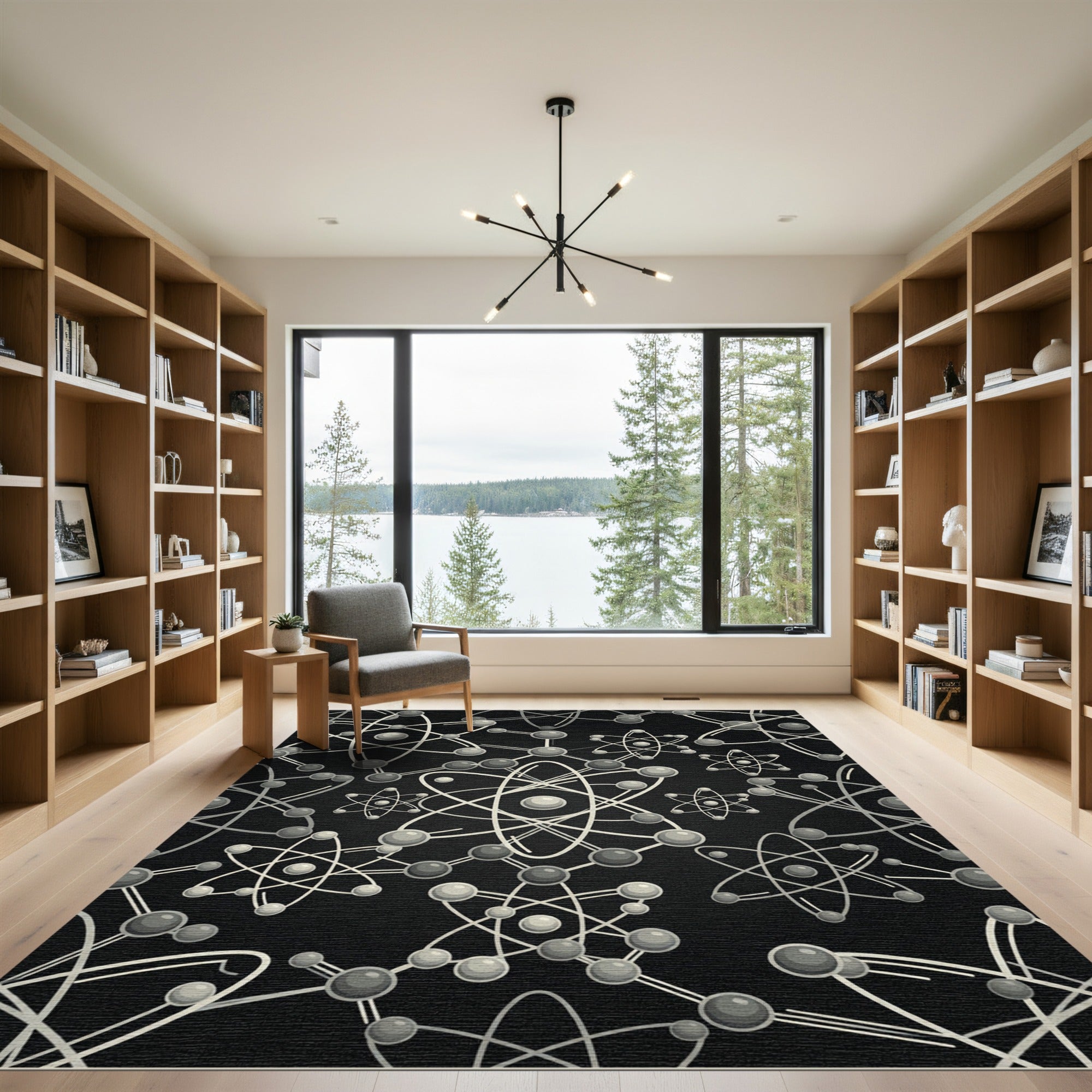 Atomic Structure Gray Pattern Rug
