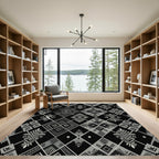 Bold Black Tribal Diamond Rug