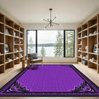 Bold Royal Purple Ornate Border Rug