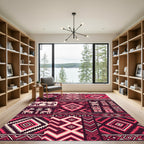 Pink Crimson Tribal Geometric Collage Rug