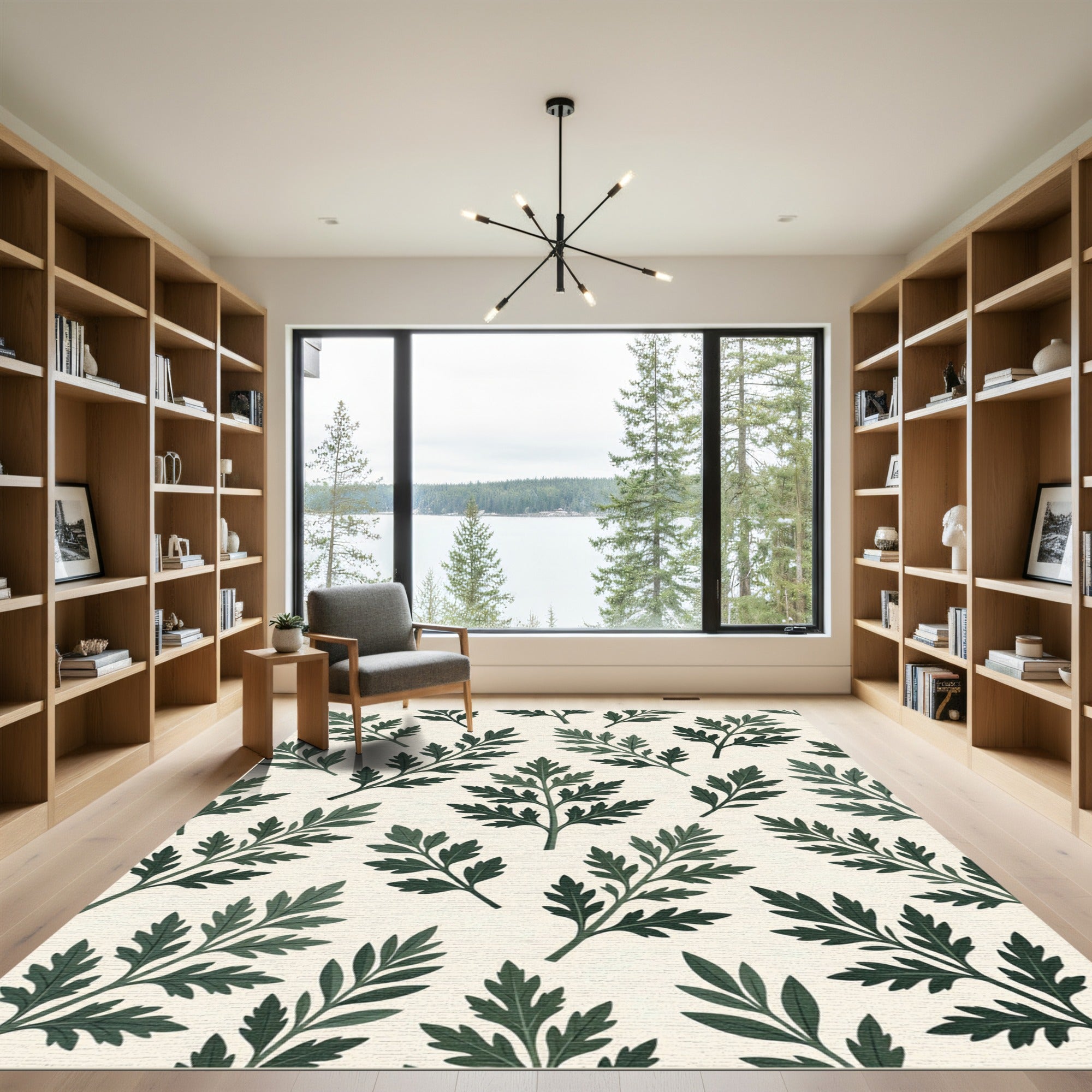 Dark Green Fern Botanical Repeat Rug