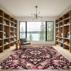 Elegant Blush Floral Damask Medallion Rug