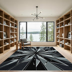 Monochromatic Geometric Starburst Shattered Glass Piece Rug