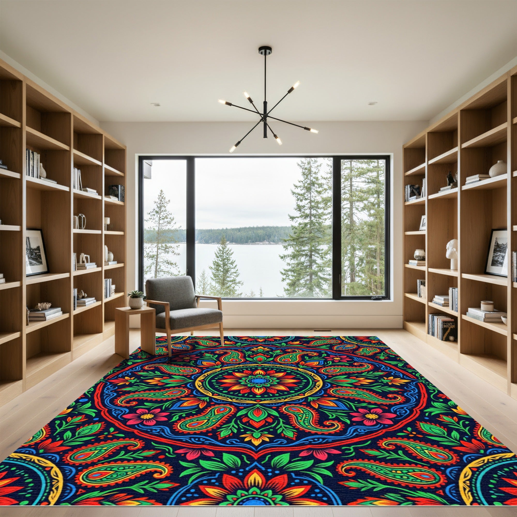Vibrant Multicolored Paisley Floral Medallion Rug