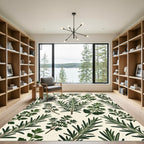 Lush Green Botanical Rosemary Herb Illustration Rug