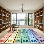 Multicolored Block Grid Geometric Square Art Rug