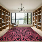 Ornate Crimson Intertwined Floral Medallion Rug