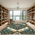Elegant Sage and Gold Floral Medallion Rug