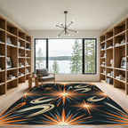 Mid-Century Retro Starburst Orbit Burst Rug