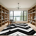 Monochromatic Geometric Illusion Zigzag Rug
