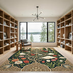Earthy Floral Garden Cypress Medallion Rug