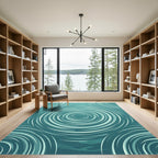 Turquoise Ripple Swirl Arrangement Rug