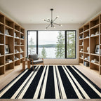 Classic Black and Cream Stripe Rug