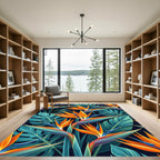 Vibrant Tropical Bird of Paradise Foliage Rug