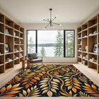 Golden Autumn Foliage Branch Tapestry Rug