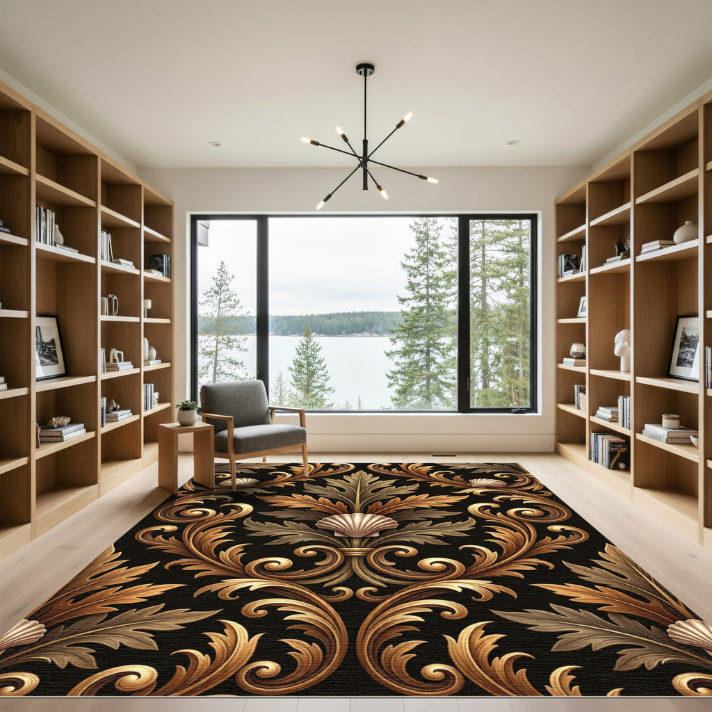 Gilded Baroque Shell and Acanthus Scroll Rug