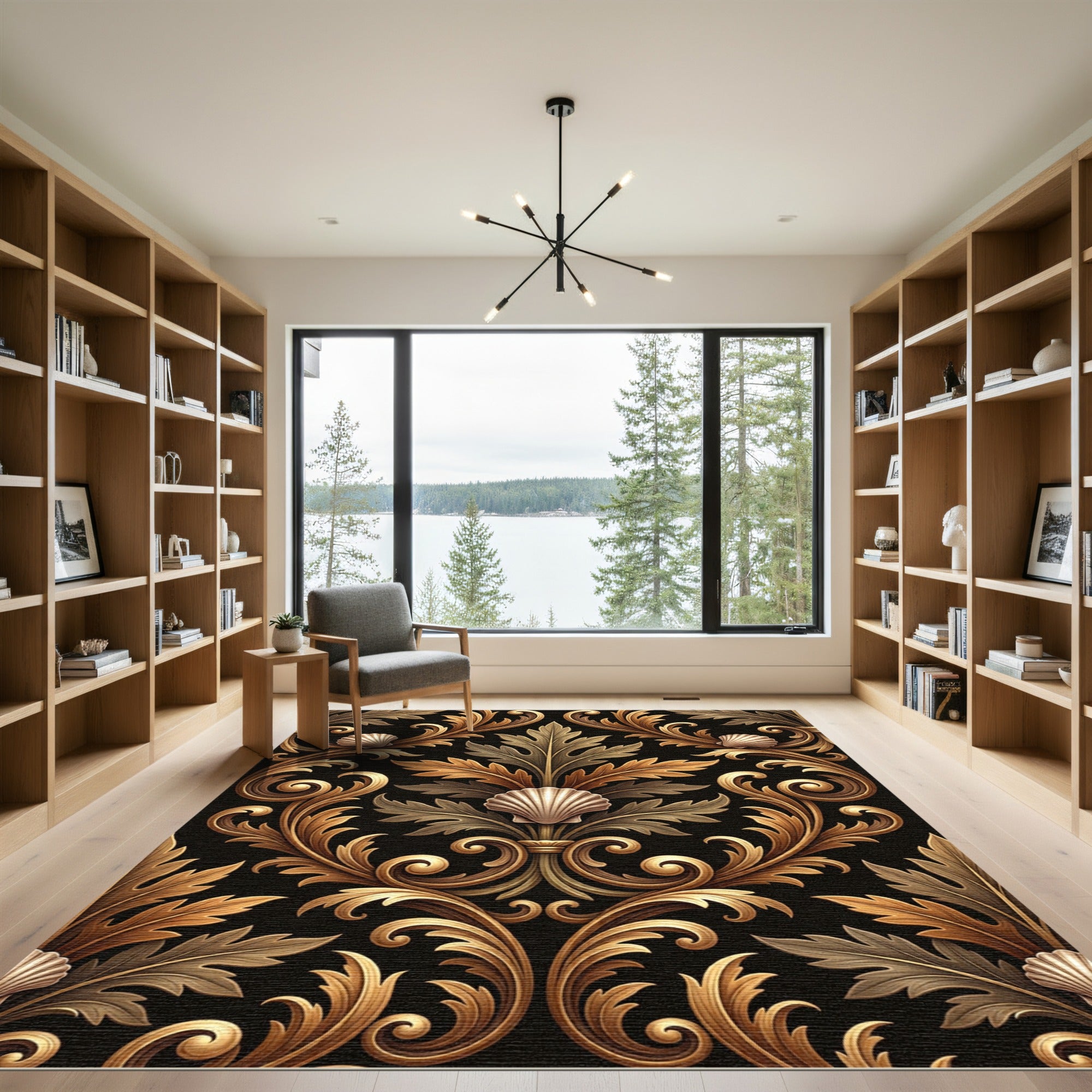 Gilded Baroque Shell and Acanthus Scroll Rug