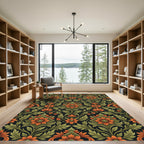Vintage Orange Floral Square Medallion Rug