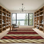 Braided Cream and Red Rope Stripes Rug