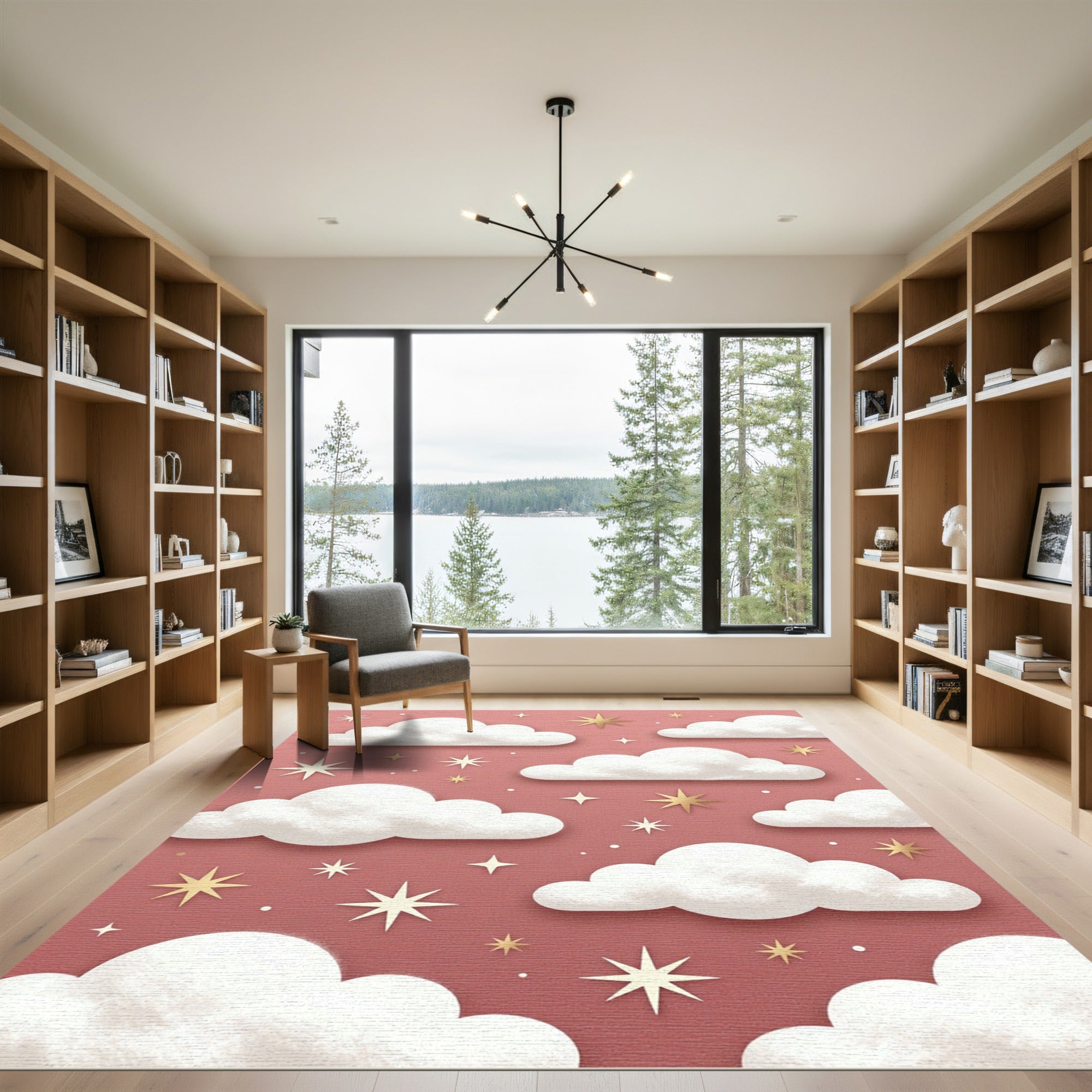 Dreamy Dusty Rose Celestial Starry Sky Rug