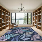 Pastel Fern Leaf Pattern Background Rug