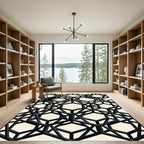 Monochrome Geometric Hexagon Lattice Art Rug