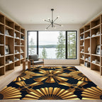 Gold Fan Geometric Art Deco Rug