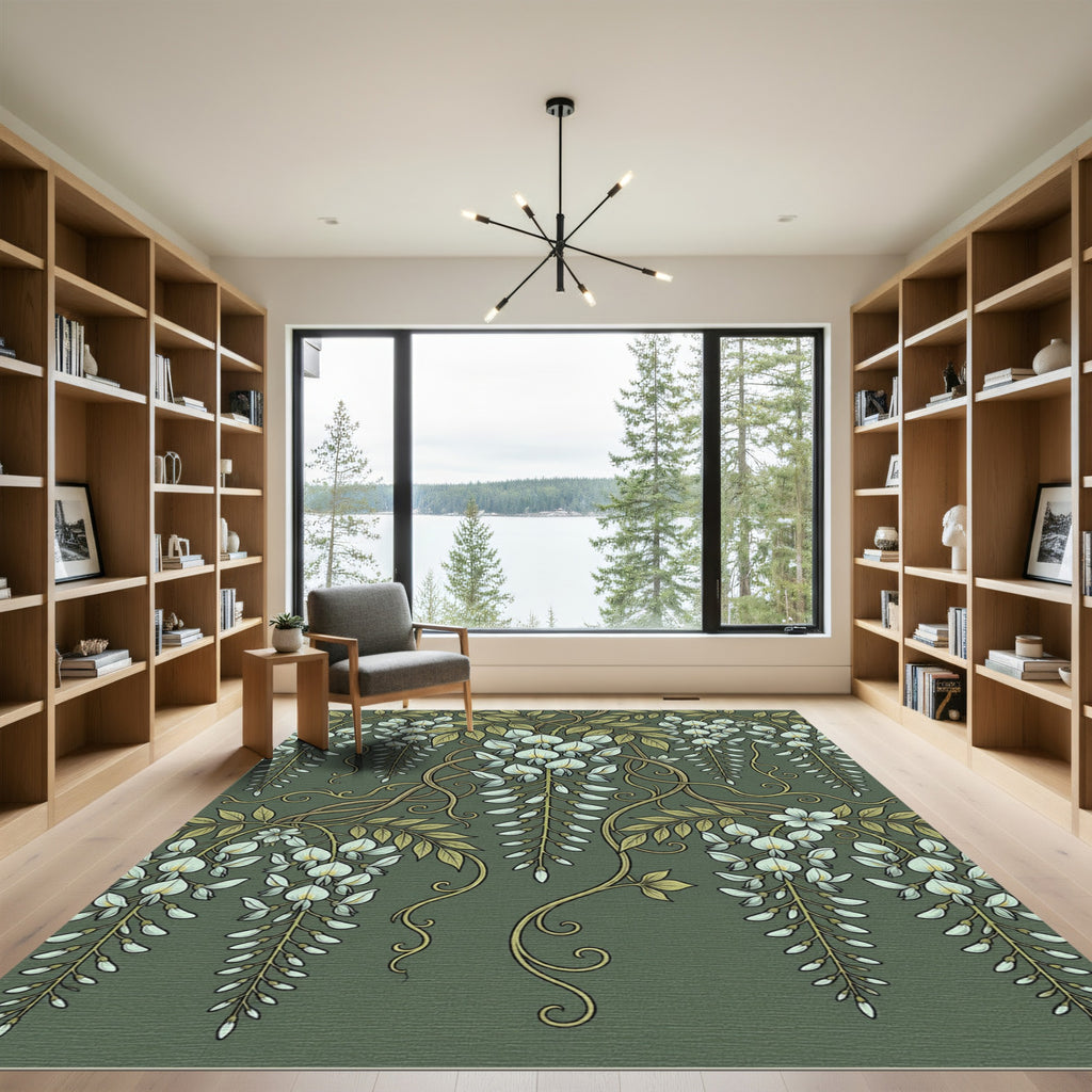 Cascading White Wisteria Vine Rug