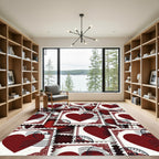 Deep Red Heart Postage Stamp Collage Rug