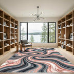 Coral Gray Swirling Marble Texture Rug