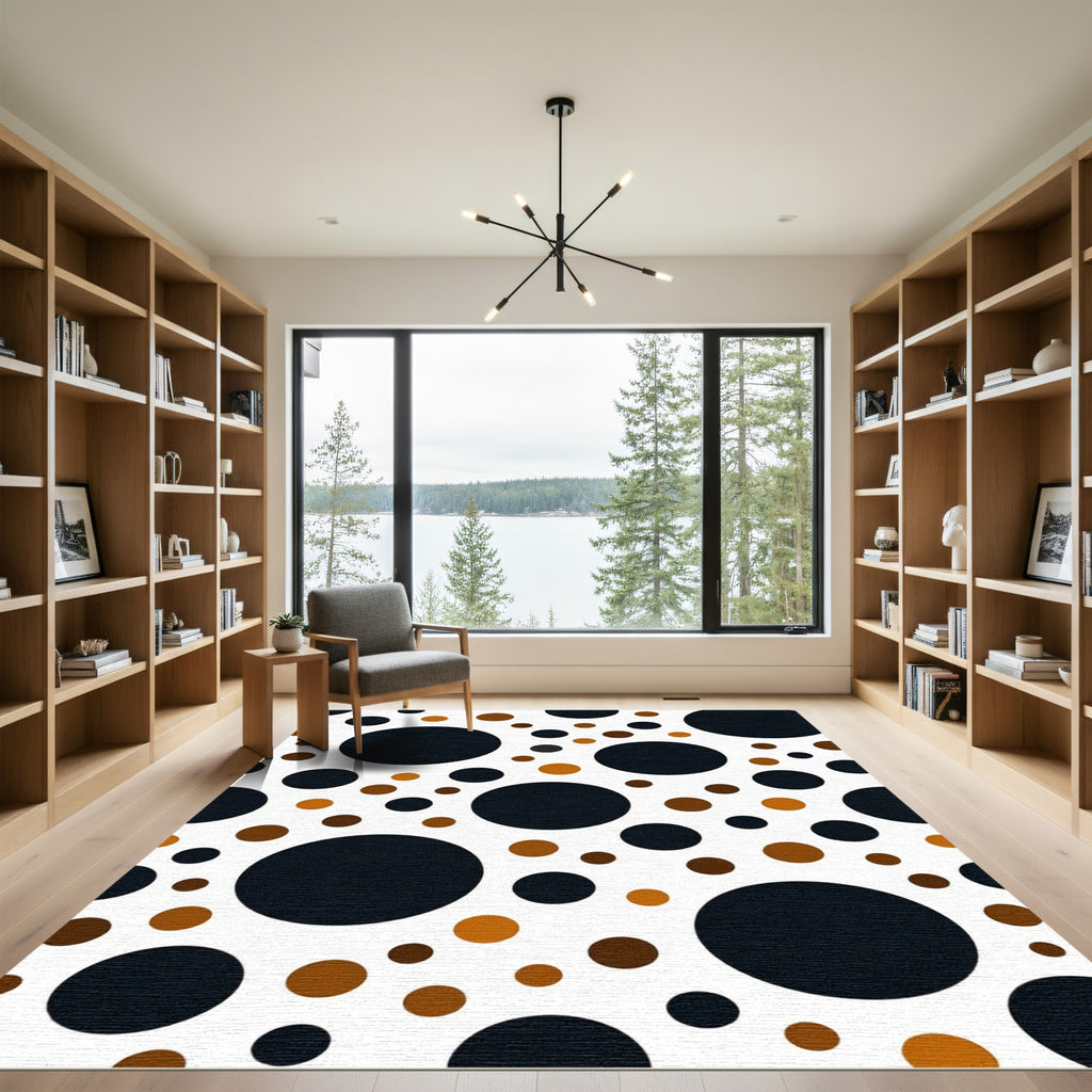 Black and Copper Polka Dot Rug