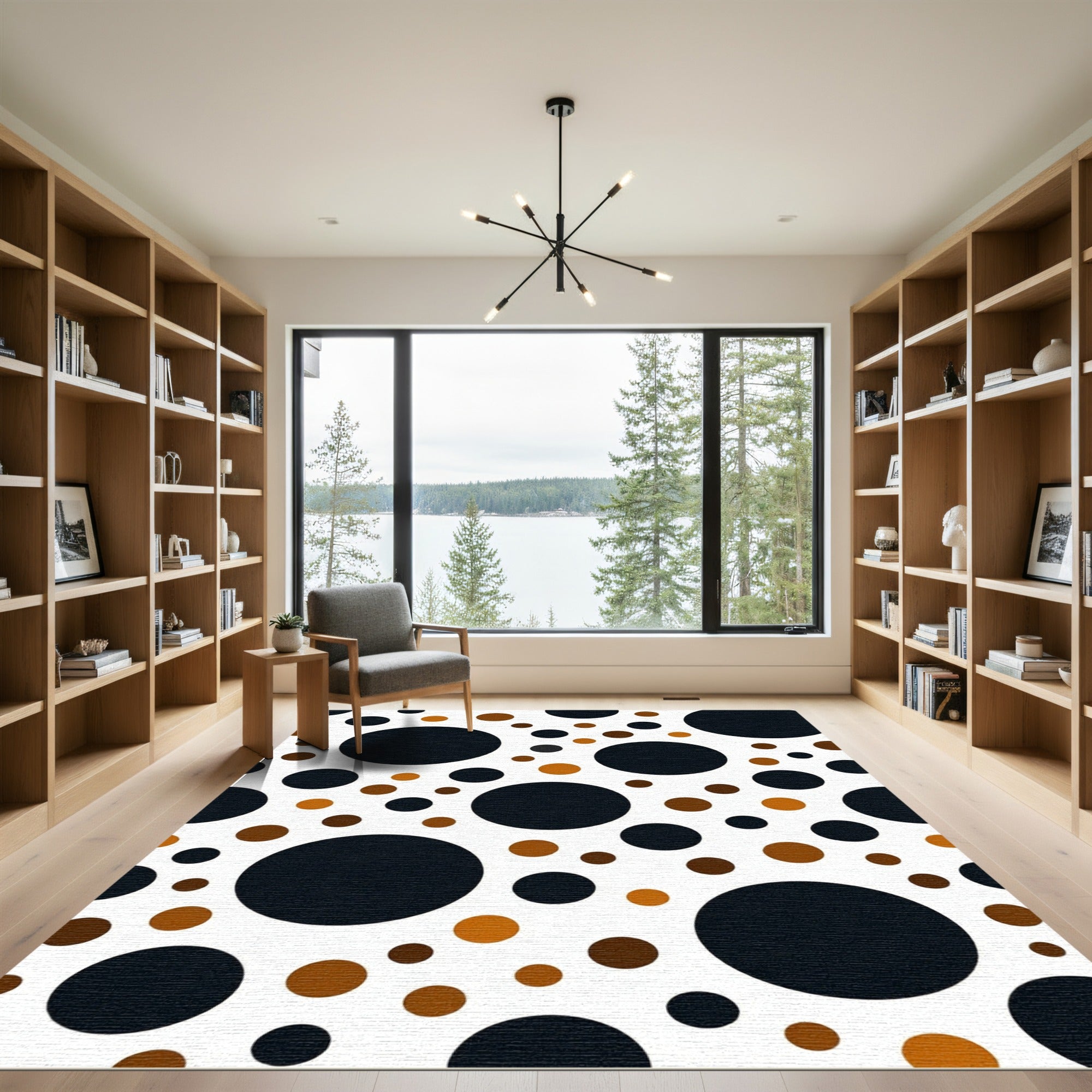 Black and Copper Polka Dot Rug