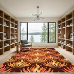 Fiery Fan Flames Warm Radiance Rug