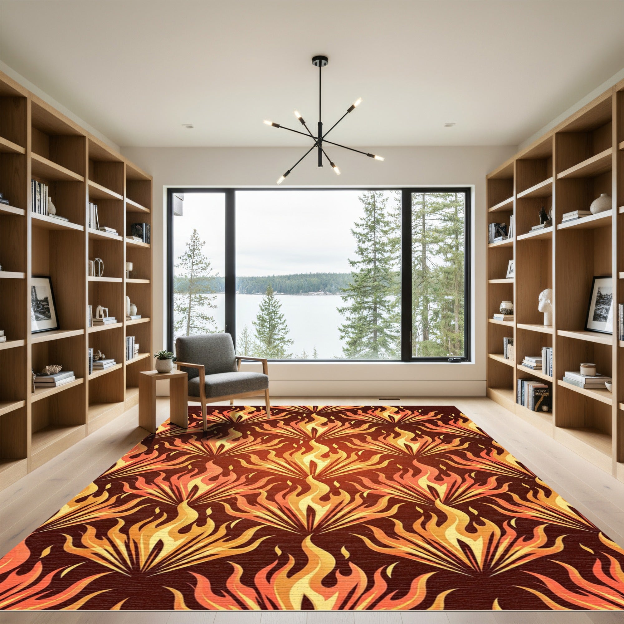 Fiery Fan Flames Warm Radiance Rug