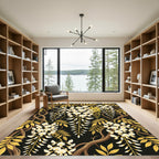 Elegant Gold Wisteria Floral Vine Rug
