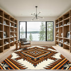 Bold Amber Geometric Diamond Sunburst Rug